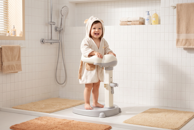 Baby shower stand supports toddlers safely – non-slip base, adjustable height, stool | bath time