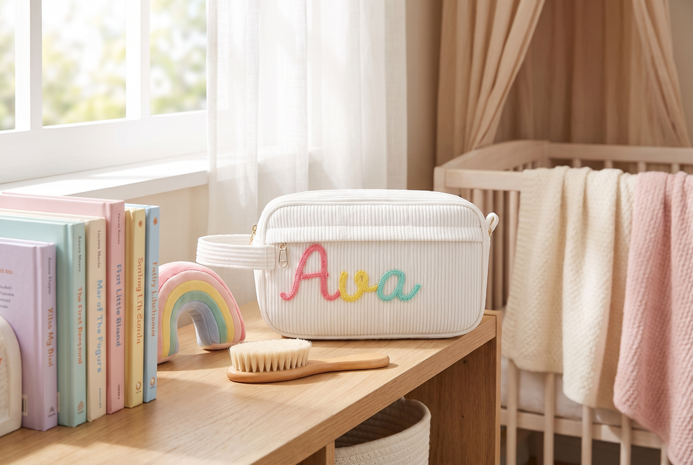 Personalised pencil case with your name – sturdy corduroy, zip, soft lining | for school