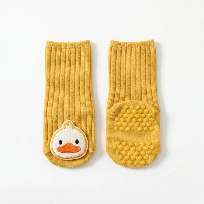 Anti-slip baby socks with soft cotton grip – cartoon print, unisex | for babies & toddlers