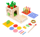 Wooden Montessori activity cube 8-in-1 – Fine motor skills, shapes & colours | Babies 6m+