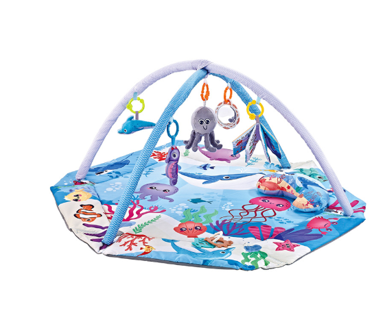 Baby play mat with 6 toys – 8-in-1 design, soft & washable | 0+ months