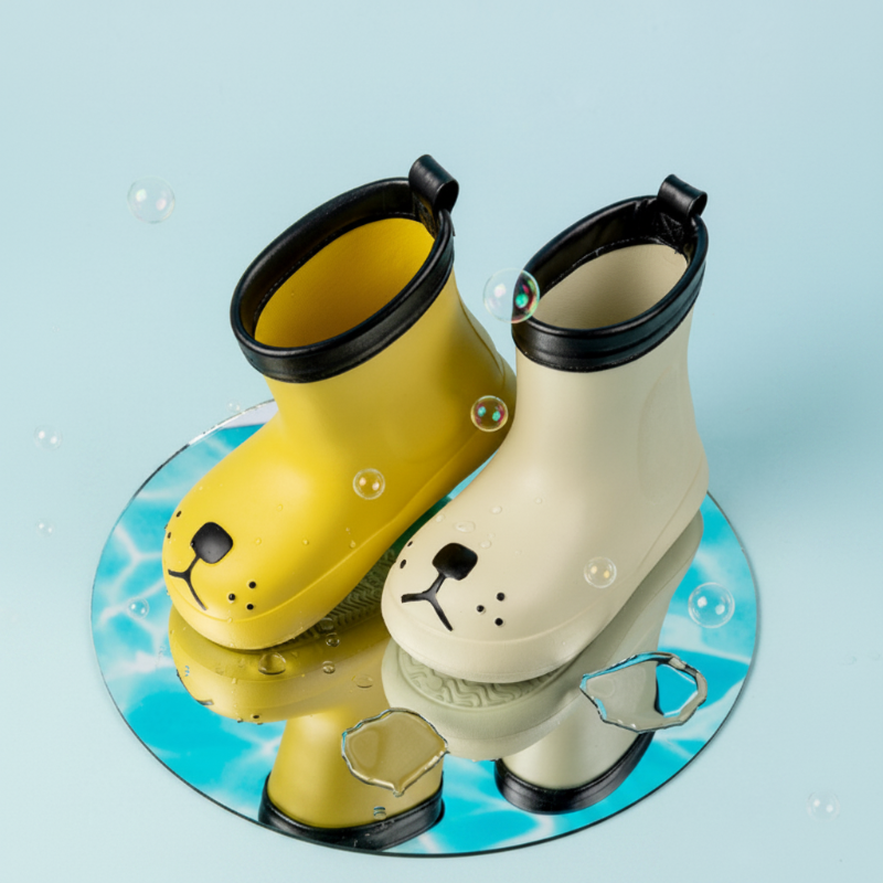 Wellies with a dog-face toe design – waterproof PVC, non-slip sole | kids' rain boots