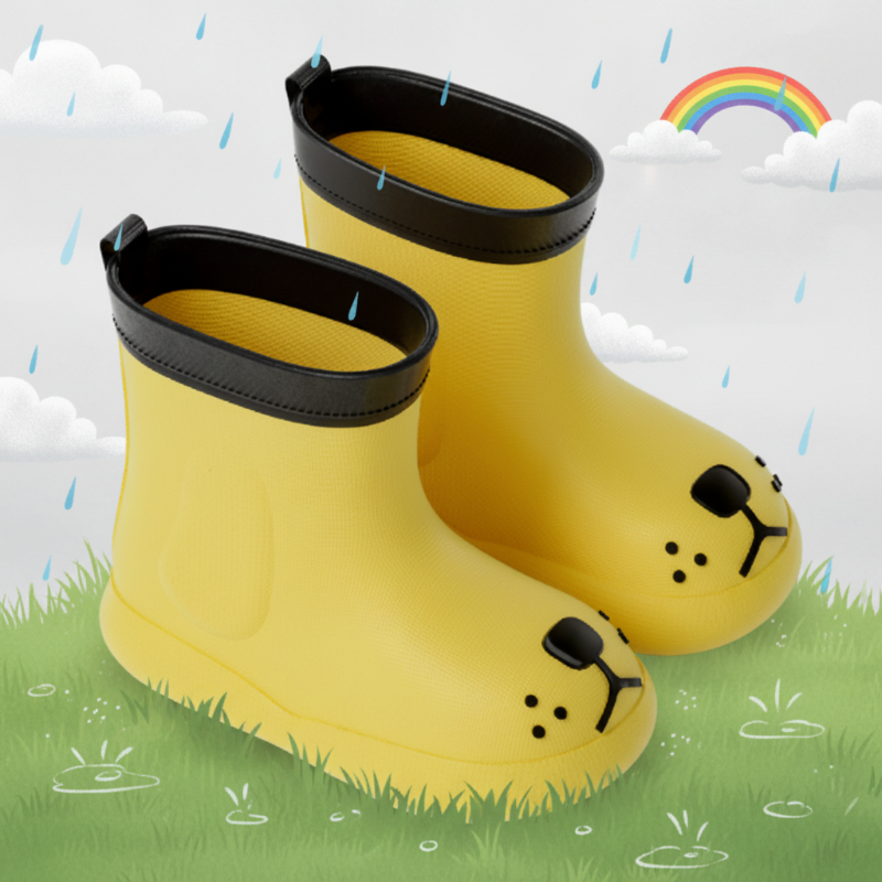 Wellies with a dog-face toe design – waterproof PVC, non-slip sole | kids' rain boots