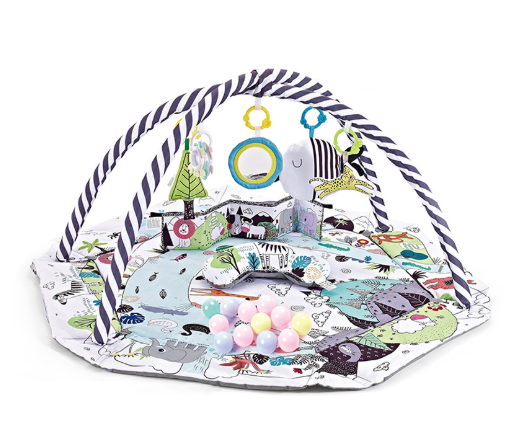Baby play mat with 6 toys – 8-in-1 design, soft & washable | 0+ months