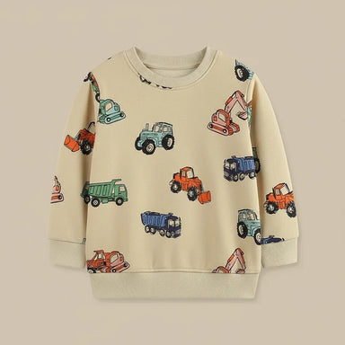 Kids' jumper with vehicle print – soft cotton, comfortable fit | boys and girls