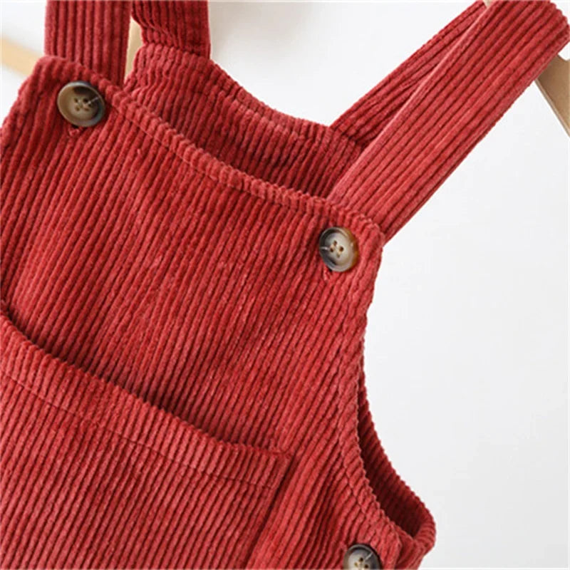 Rib overall keeps baby warm all year – soft cotton, easy to put on | Unisex dungarees