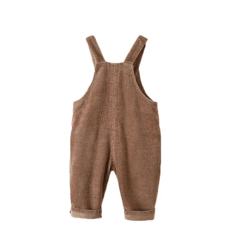Rib overall keeps baby warm all year – soft cotton, easy to put on | Unisex dungarees