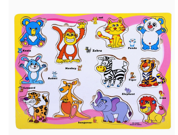 Wooden puzzle set helps kids learn letters and shapes – 6-in-1, educational | Ages 3+