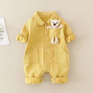 Denim-look playsuit with soft, flexible fabric – comfortable fit, button closure | baby & toddler