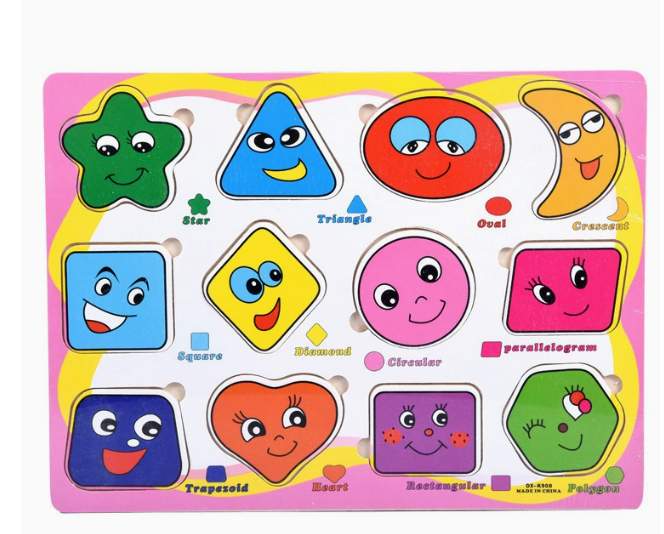 Wooden puzzle set helps kids learn letters and shapes – 6-in-1, educational | Ages 3+