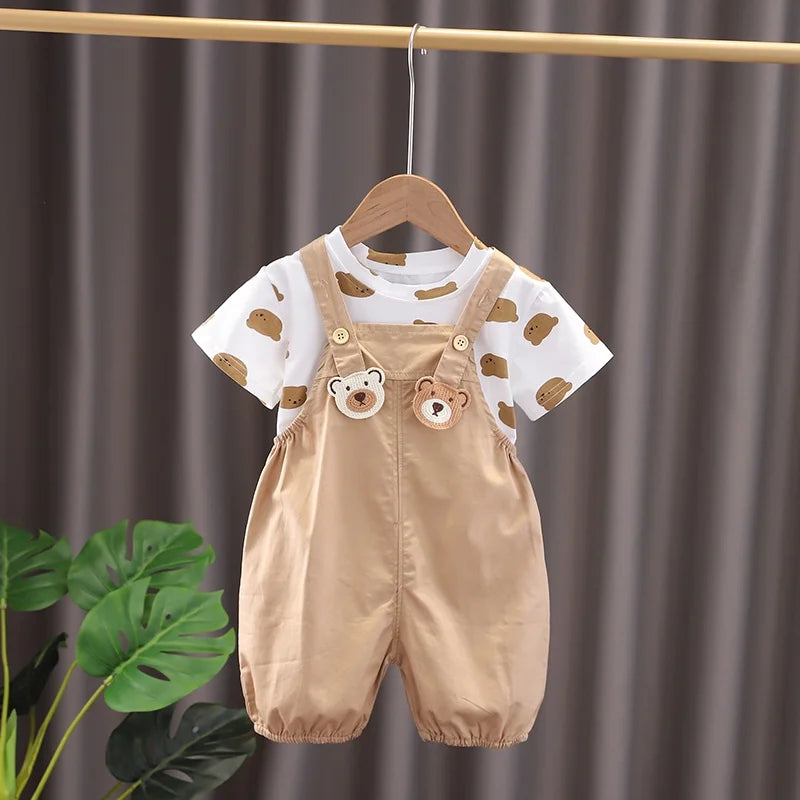 Kids' bear print outfit set – breathable, comfortable fit | boys & girls