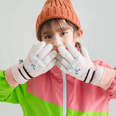 Kids ski gloves with waterproof, warm lining – Non-slip palm, adjustable cuff | For winter sports