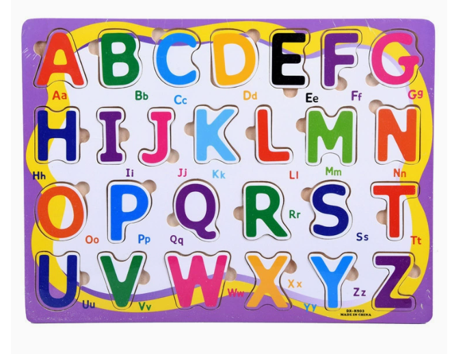 Wooden puzzle set helps kids learn letters and shapes – 6-in-1, educational | Ages 3+