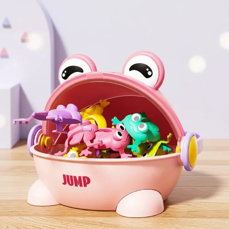 Jumping frog press toy boosts motor skills – no batteries needed | toddlers