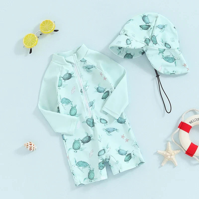 Baby UV swim set with sun hat – quick-drying, breathable | UV swimwear