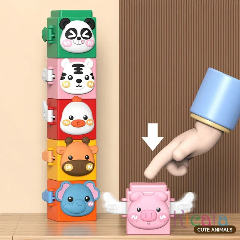 Animal stacking blocks build fine motor skills – colourful, safe ABS, 12 pieces | toddler toys