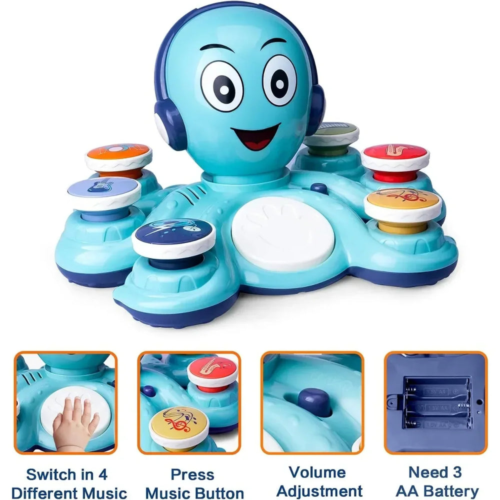 Musical octopus toy – sounds, lights, easy buttons | toddlers