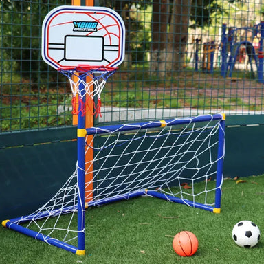 2-in-1 football and basketball set – lightweight, easy to move | outdoor play