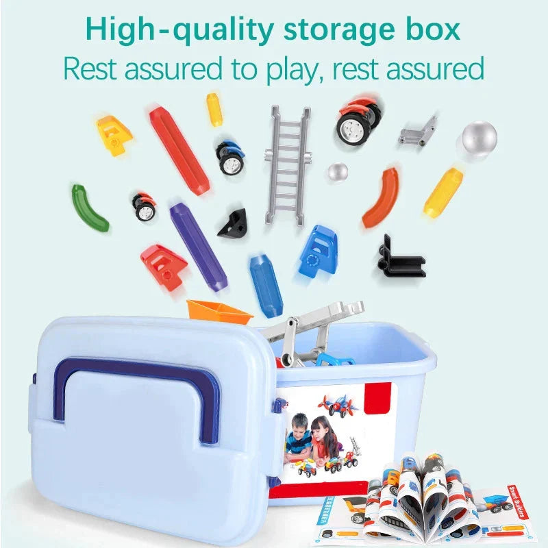 Magnetic vehicle building set with snap-together pieces – creative, educational play | kids toy