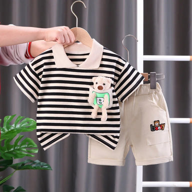 Striped cotton set for children – comfortable shirt and shorts | 12 months-5 years