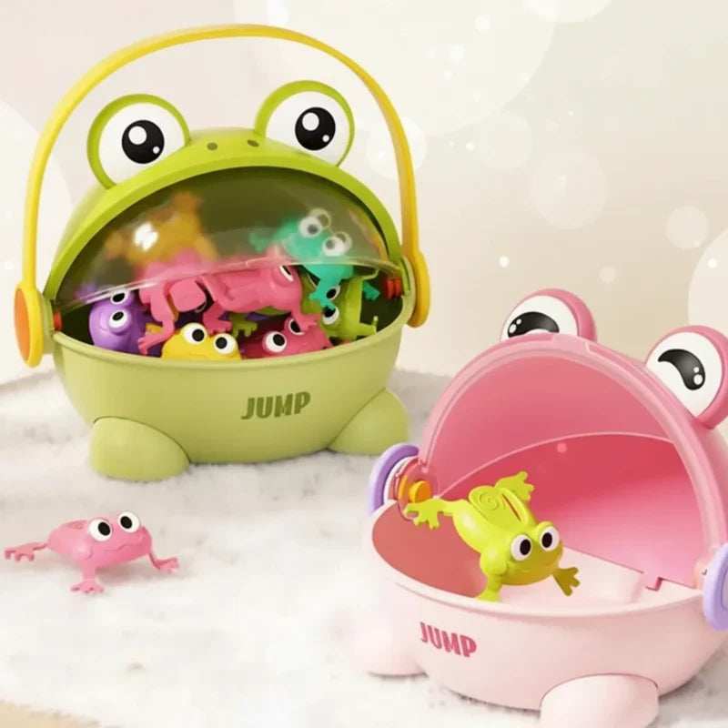 Jumping frog press toy boosts motor skills – no batteries needed | toddlers