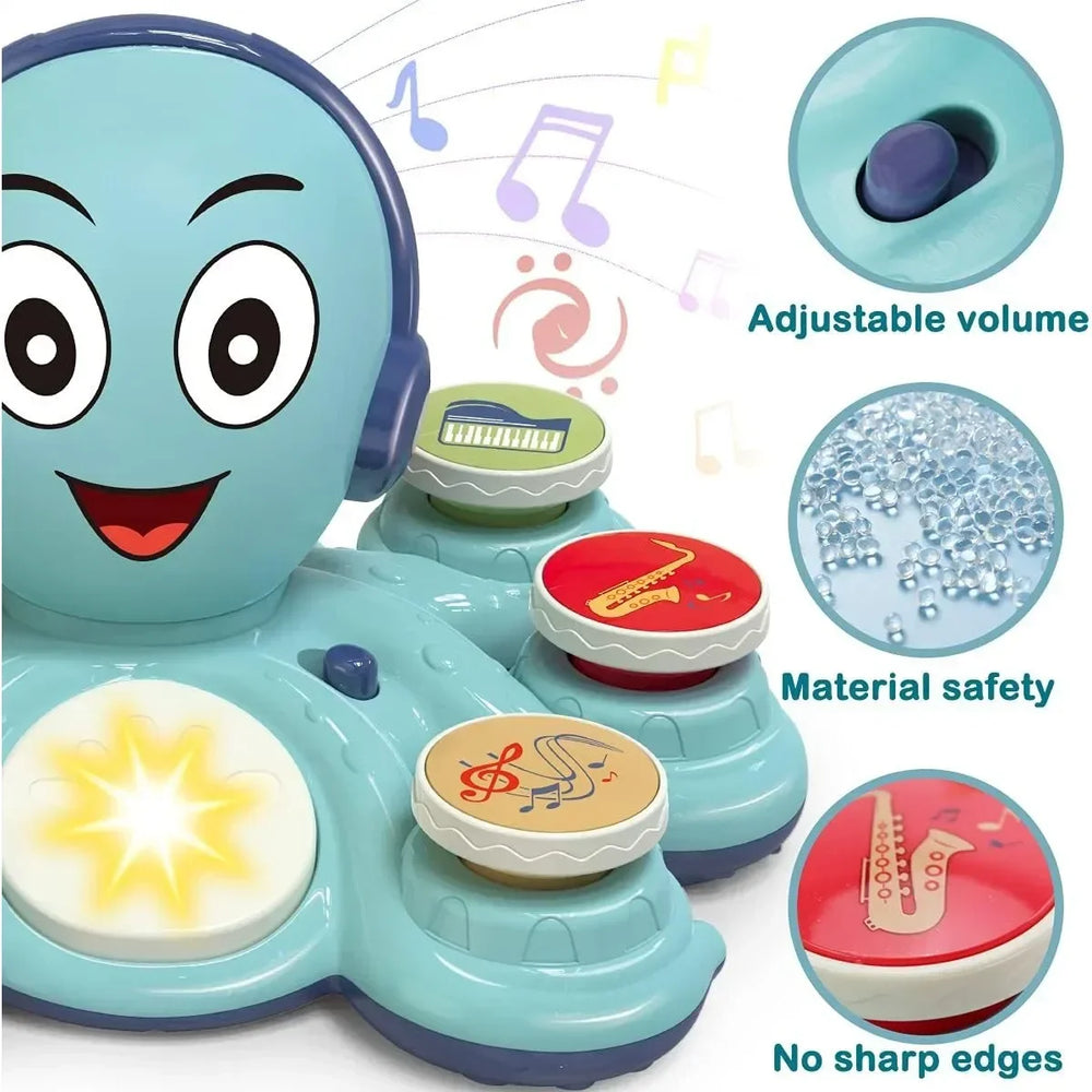 Musical octopus toy – sounds, lights, easy buttons | toddlers