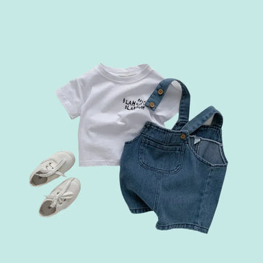 Denim dungarees & T-shirt set – Durable, breathable cotton | Baby outfit