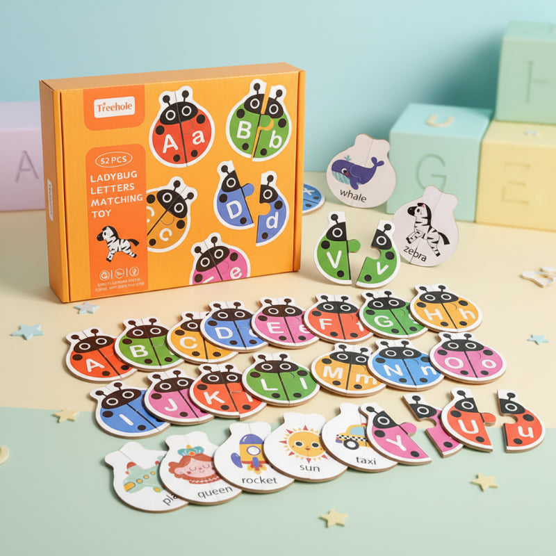 Wooden alphabet puzzle and letter matching game – Montessori-inspired, durable wood | for toddlers