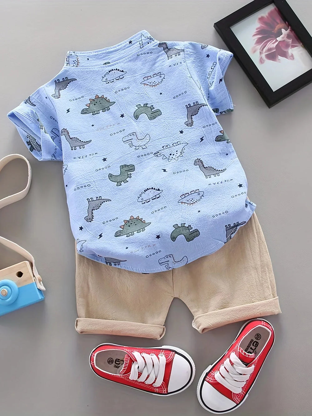Dino summer outfit with breathable fabric – soft, playful 2-piece set | boys 9 months-3 years