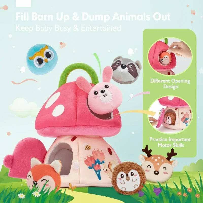Sensory cuddle house – soft, calming, with animal figures | Baby toy