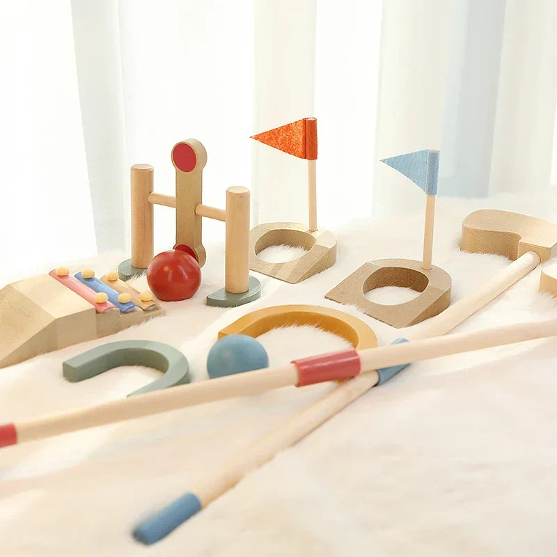 Wooden golf playset builds motor skills – durable, creative, indoor & outdoor | toddlers