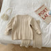 Knitted jumper & trousers set for warm autumn days – soft knit, elastic waistband | kids