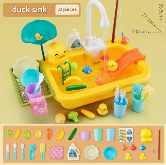 Water play table with working tap and ducks – fountain, accessories | outdoor toy