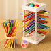 Wooden stick game with colour dice – tower or ring, 2+ players | dexterity game