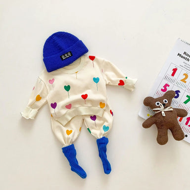 Heart print tracksuit for soft everyday comfort – two-piece, elastic waistband | baby & toddler