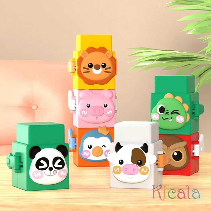 Animal stacking blocks build fine motor skills – colourful, safe ABS, 12 pieces | toddler toys