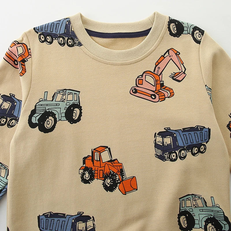Kids' jumper with vehicle print – soft cotton, comfortable fit | boys and girls