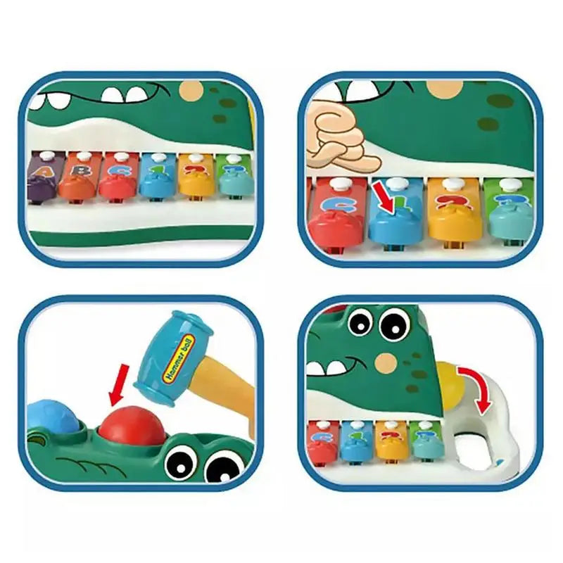 Crocodile xylophone with hammer – stimulates creativity and motor skills | musical toy