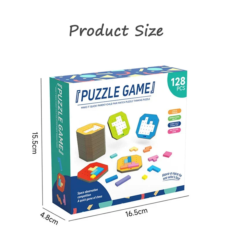 Wooden geometric puzzle blocks – shapes, colours, fine motor skills | Educational toy for kids