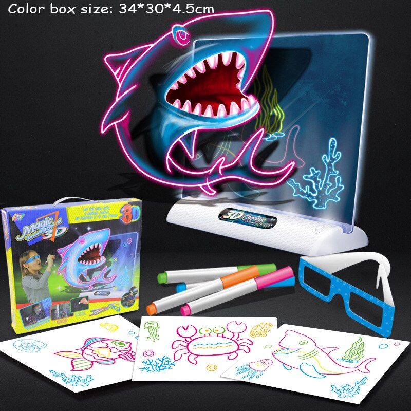 3D LED drawing board with magical light effects – creative, reusable, educational | for kids