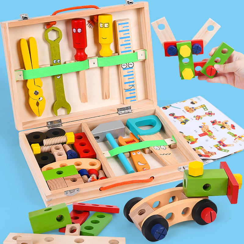Wooden construction set with Montessori design – 35 parts, safe play | building toy