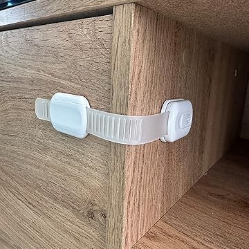 Cabinet safety locks without drilling – self-adhesive, set of 8 | child safety