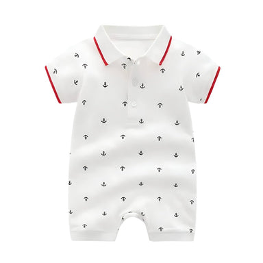 Baby boys' polo jumpsuit in organic cotton – soft, breathable, popper fastening | babygrow
