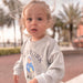 2-piece top & trousers set in soft cotton – breathable, stretchy, cute city design | baby outfit
