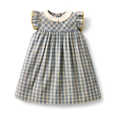 Checked girls' dress with soft cotton mix – breathable, elegant trim | Timeless design