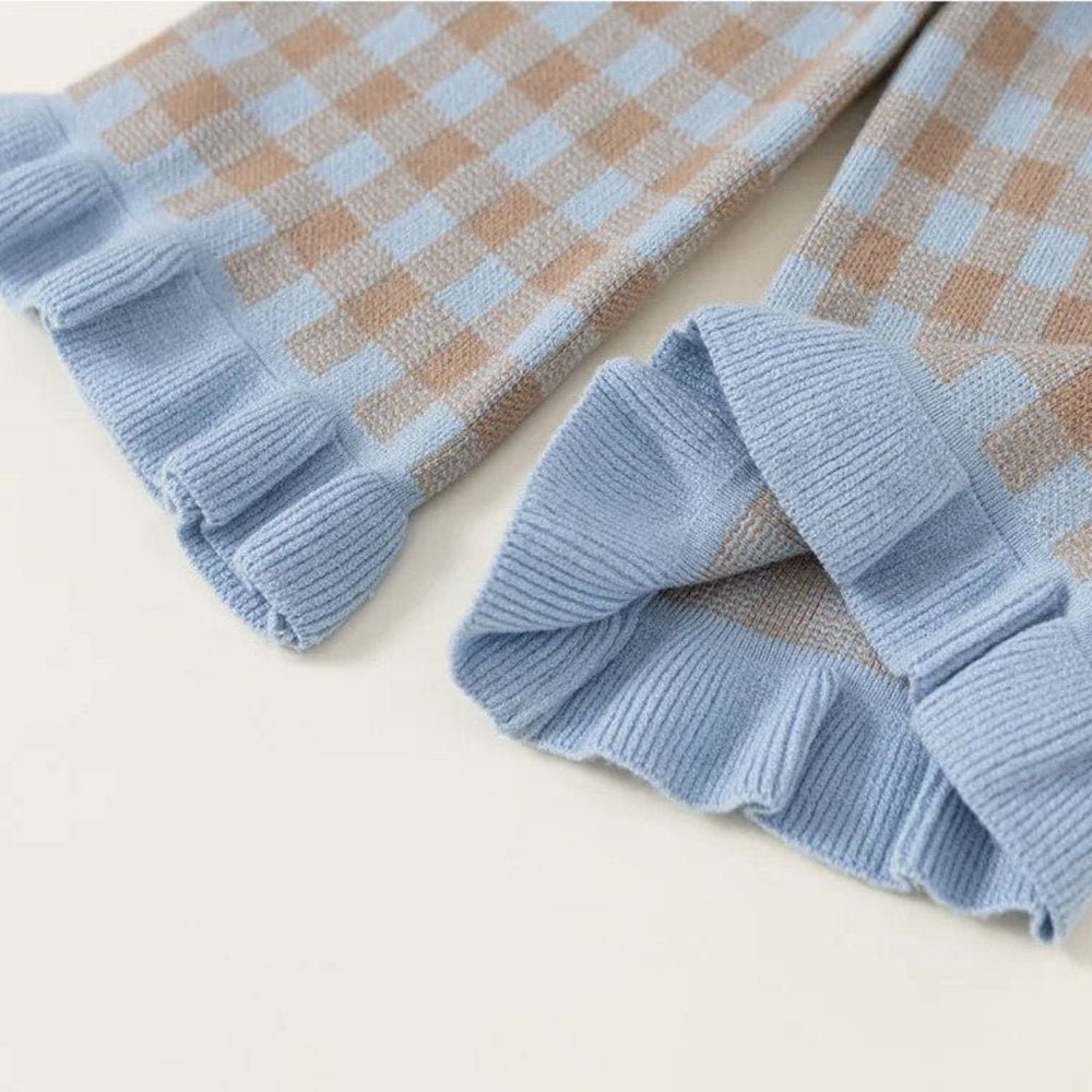 3-piece checked outfit – top, trousers & cardigan | girls' sets
