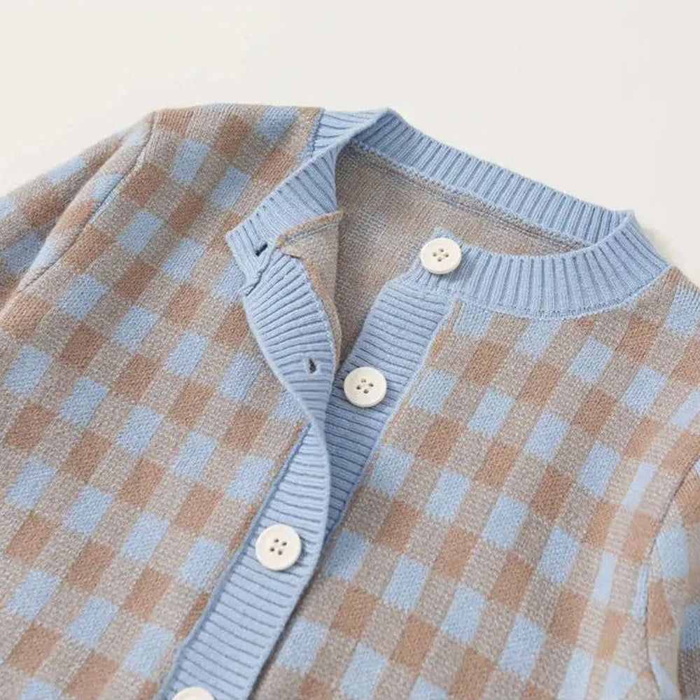 3-piece checked outfit – top, trousers & cardigan | girls' sets