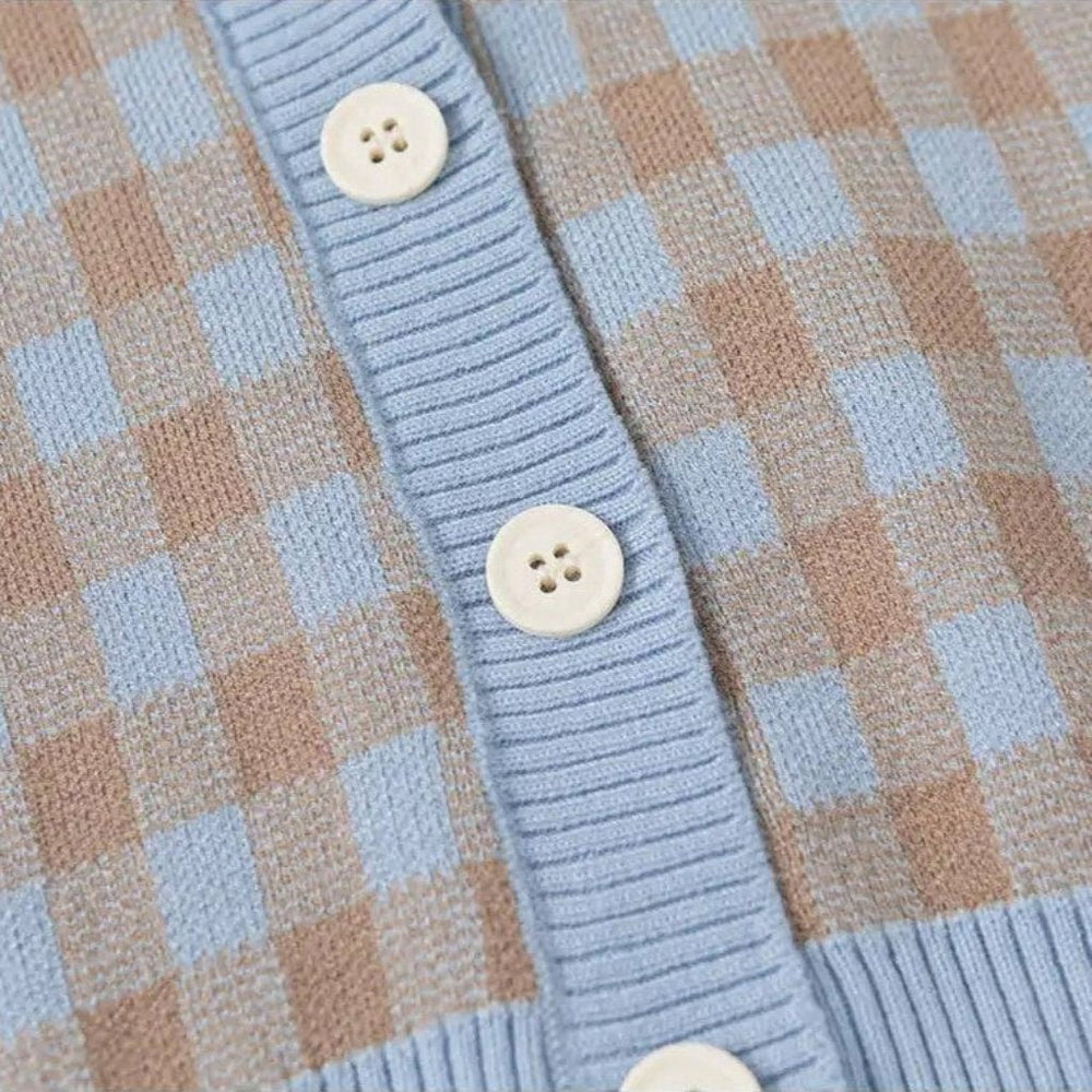 3-piece checked outfit – top, trousers & cardigan | girls' sets