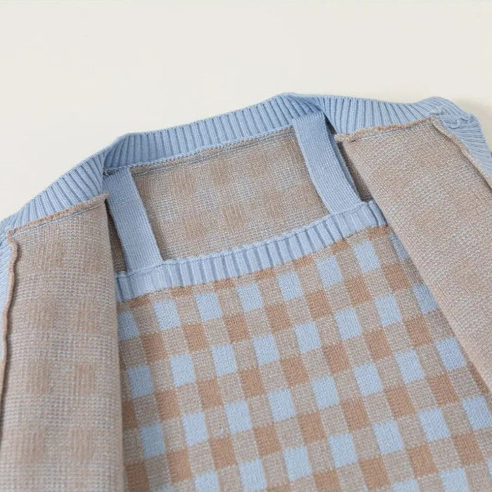 3-piece checked outfit – top, trousers & cardigan | girls' sets