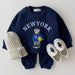 2-piece top & trousers set in soft cotton – breathable, stretchy, cute city design | baby outfit